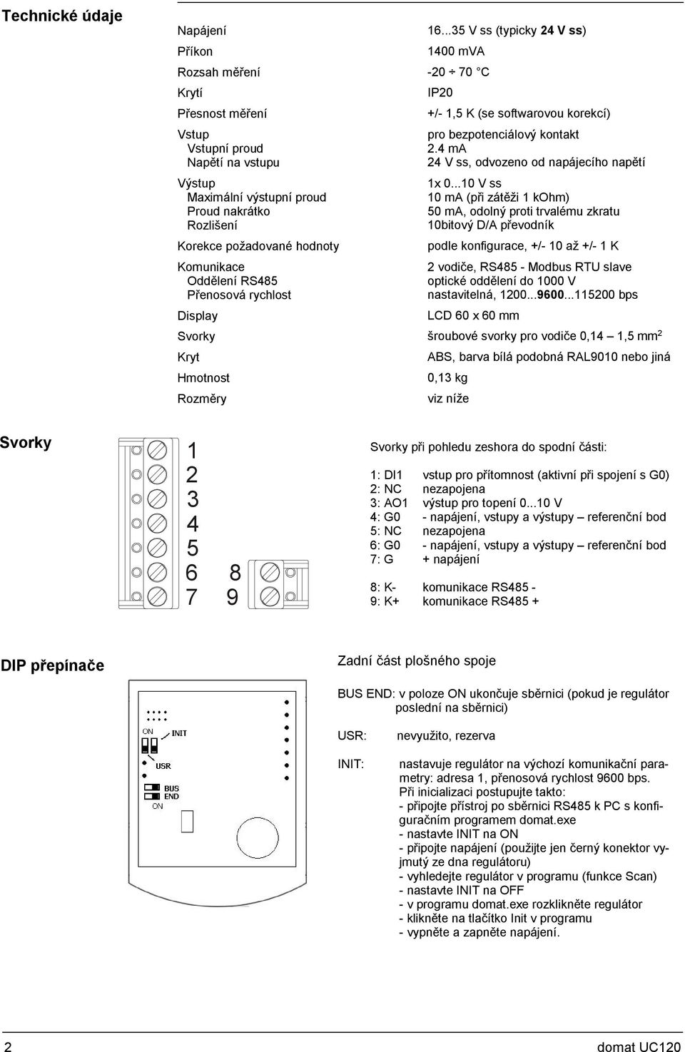 Komunikace Oddělení RS48 Přenosová rychlost Display IP0 +/- 1, K (se softwarovou korekcí) pro bezpotenciálový kontakt.4 ma 4 V ss, odvozeno od napájecího napětí 1x 0.