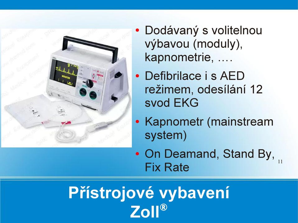 Defibrilace i s AED režimem, odesílání 12 svod