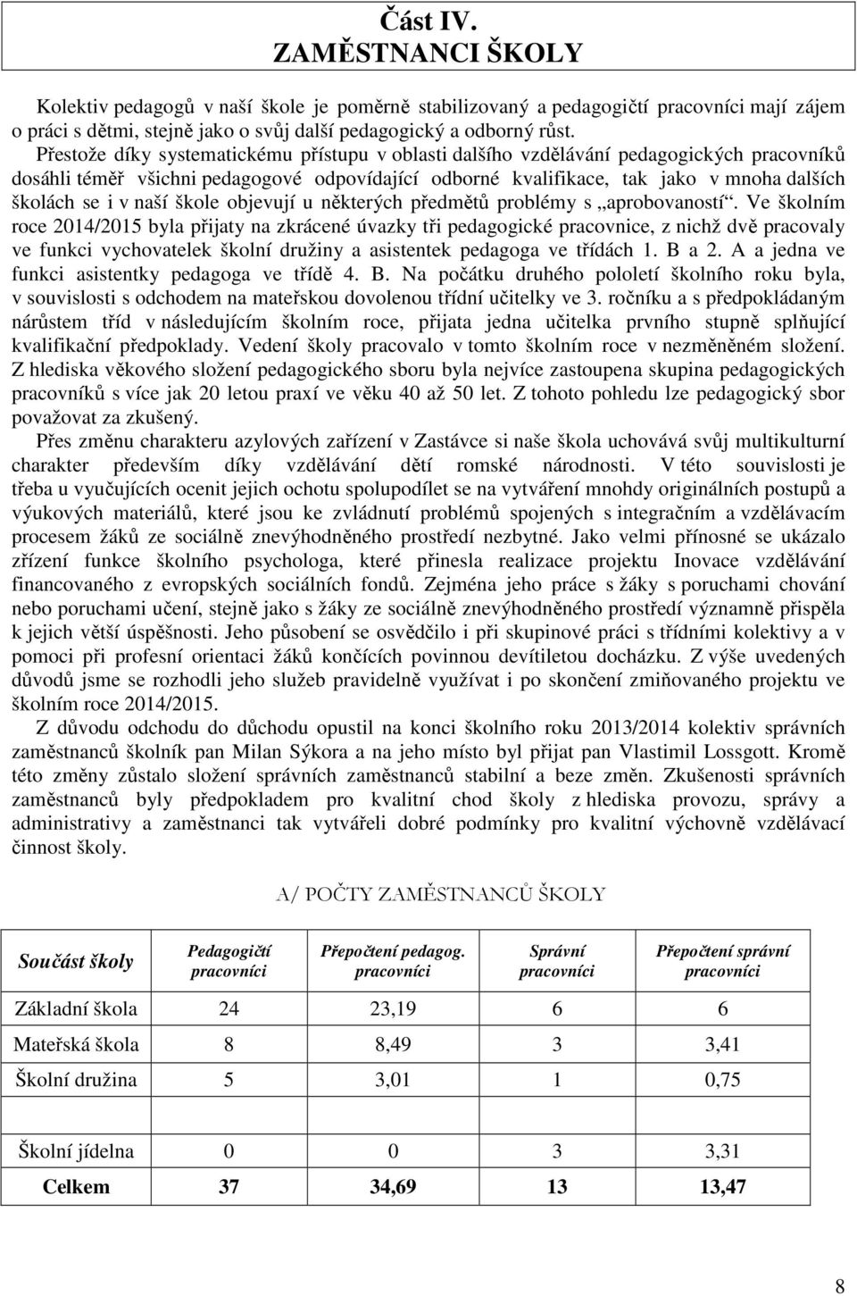 naší škole objevují u některých předmětů problémy s aprobovaností.