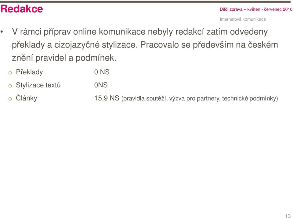 Pracovalo se především na českém znění pravidel a podmínek.