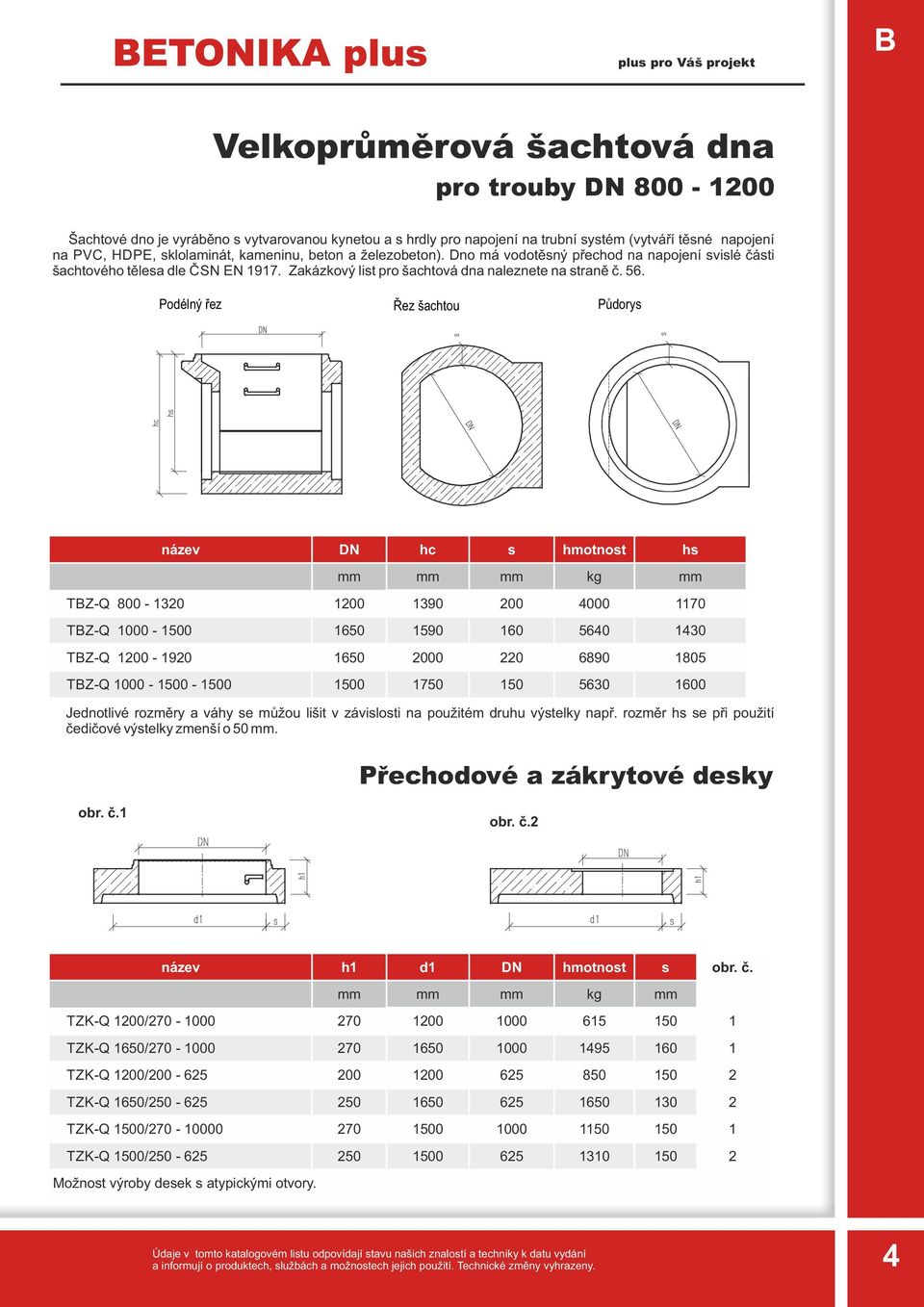 Podélný řez Řez šachtou Půdory název hc hmotnot h TBZ-Q 800-1320 1200 1390 200 4000 1170 TBZ-Q 1000-1500 1650 1590 160 5640 1430 TBZ-Q 1200-1920 1650 2000 220 6890 1805 TBZ-Q 1000-1500 - 1500 1500