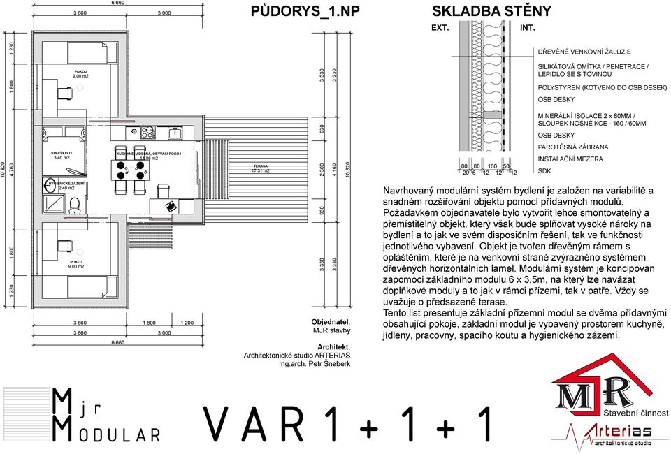300 930 3 330 3 330 4 160 3 330 10 820 Objednatel: MJR stavby Architekt: Architektonické studio ARTERIAS Ing.arch.