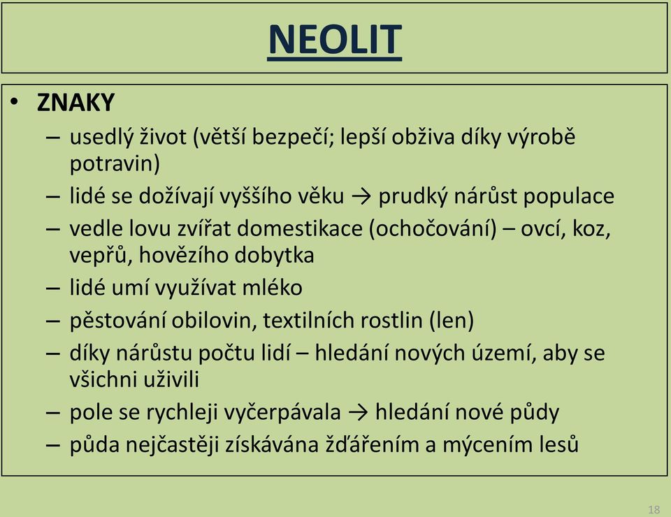 využívat mléko pěstování obilovin, textilních rostlin (len) díky nárůstu počtu lidí hledání nových území, aby