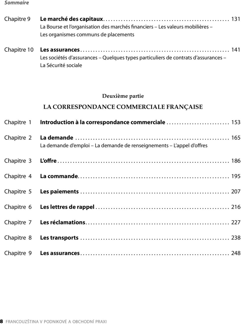 COMMERCIALE FRANÇAISE Chapitre 1 Introduction à la correspondance commerciale......................... 153 Chapitre 2 La demande.