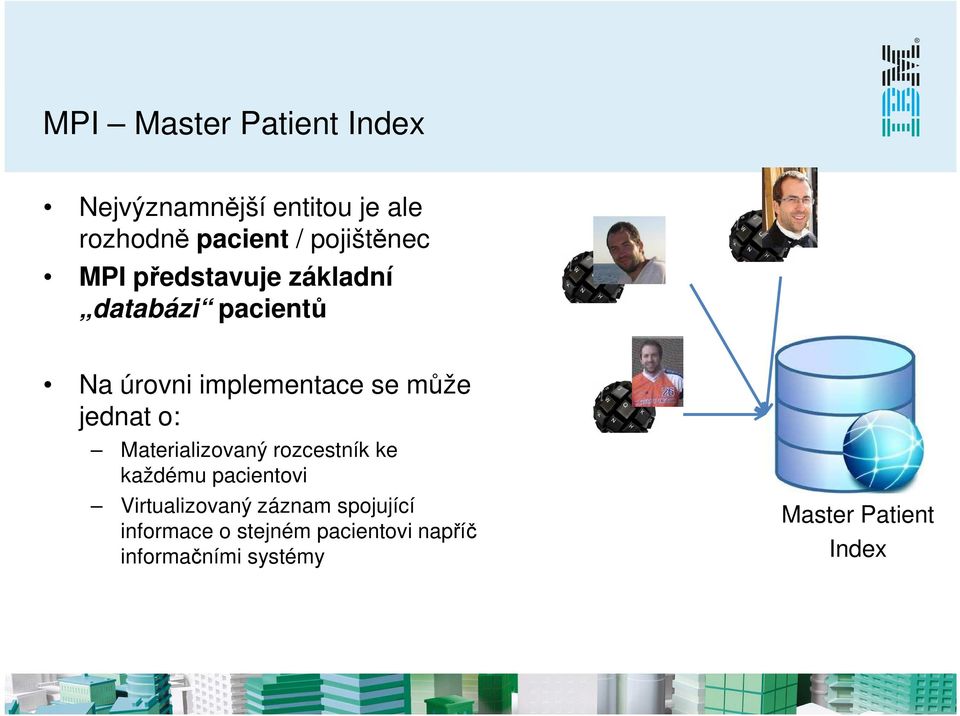 může jednat o: Materializovaný rozcestník ke každému pacientovi Virtualizovaný
