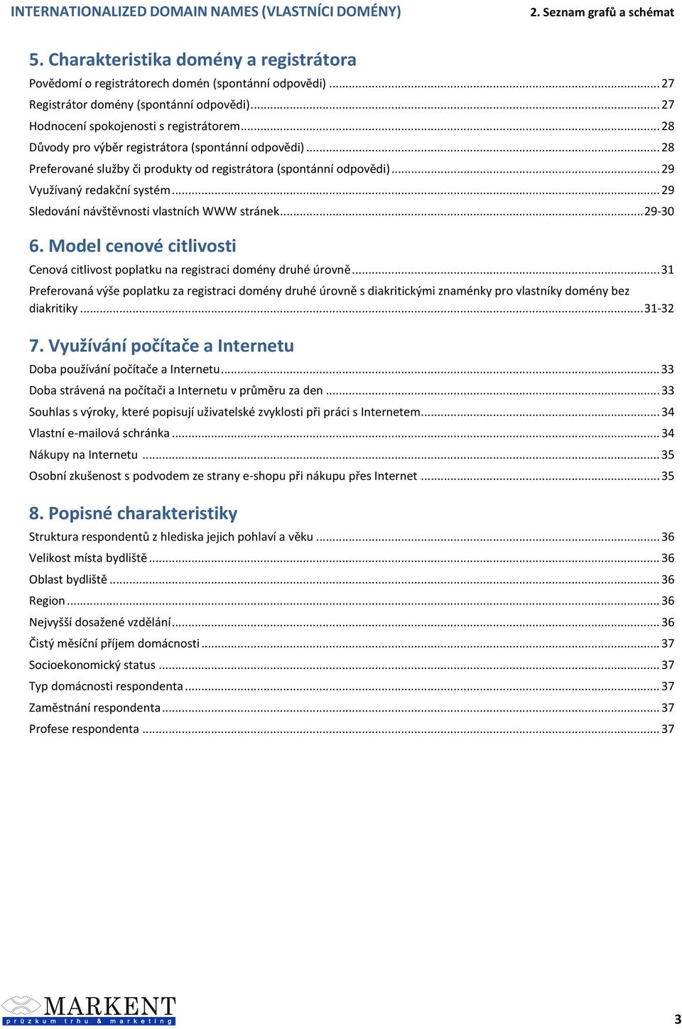 .. 29 Využívaný redakční systém... 29 Sledování návštěvnosti vlastních WWW stránek... 29-3 6. Model cenové citlivosti Cenová citlivost poplatku na registraci domény druhé úrovně.