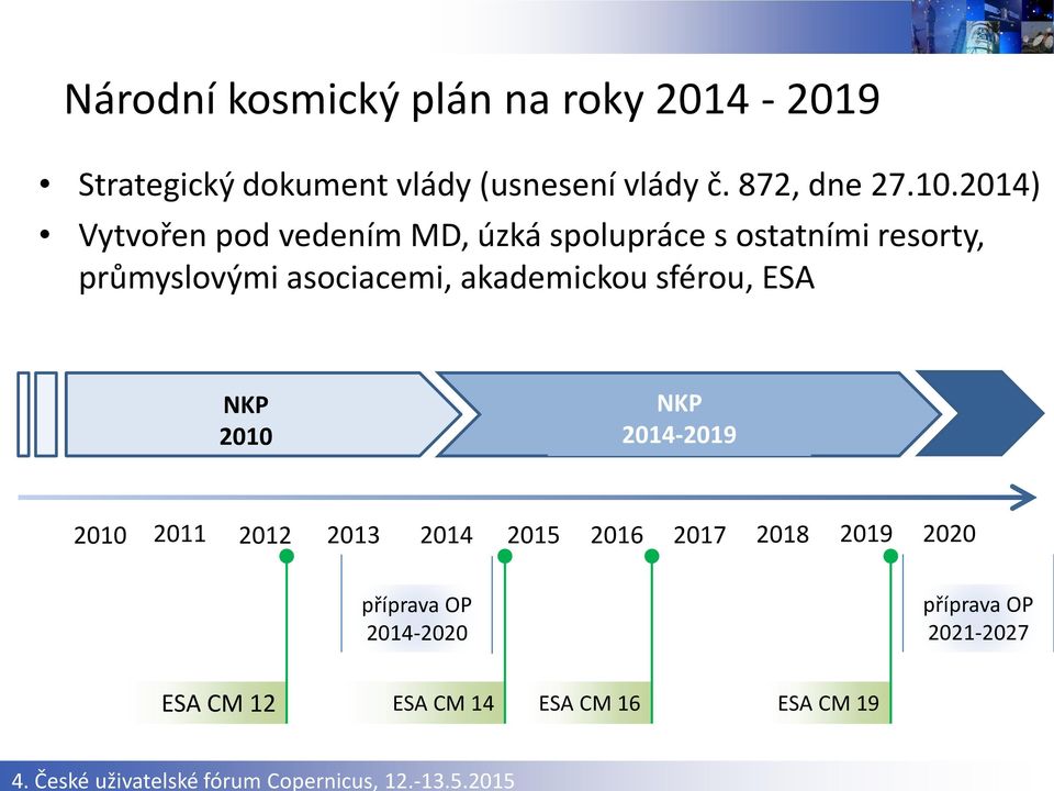 2014) Vytvořen pod vedením MD, úzká spolupráce s ostatními resorty, průmyslovými asociacemi,