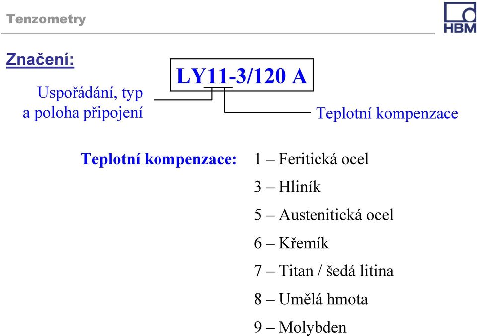 kompenzace: 1 Feritická ocel 3 Hliník 5