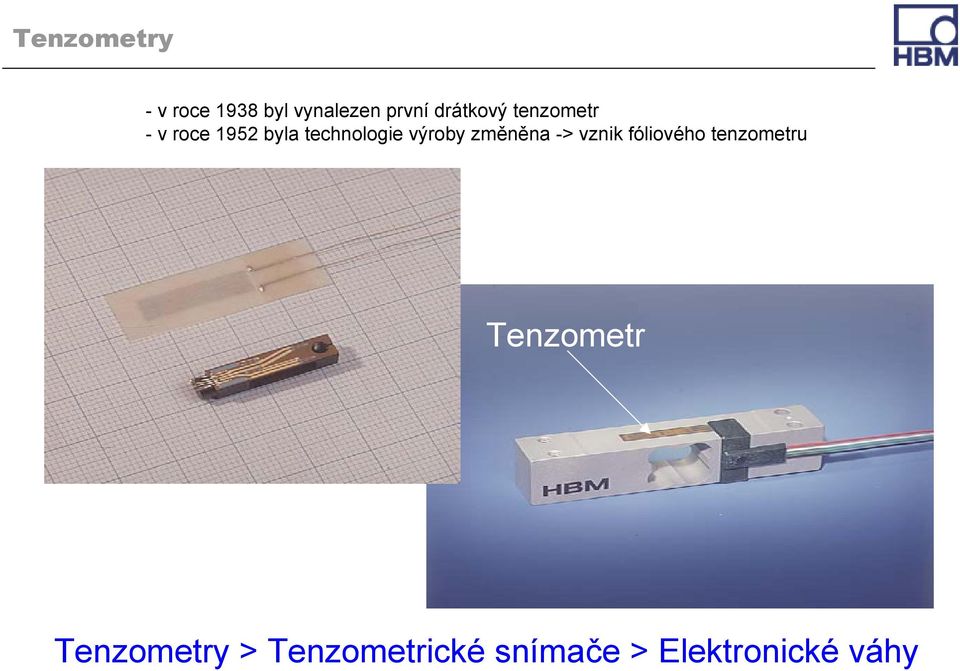 změněna -> vznik fóliového tenzometru Tenzometr