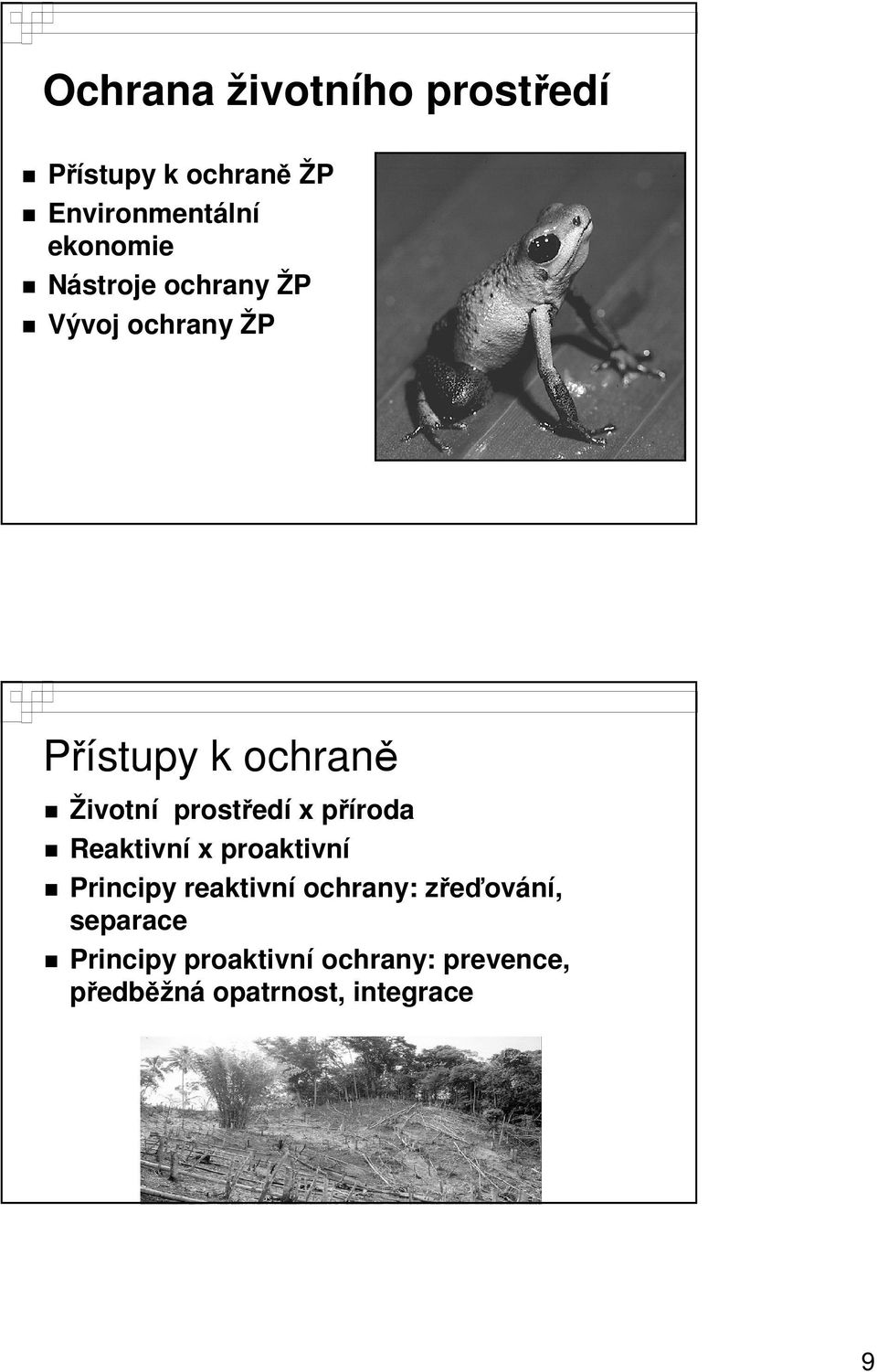 příroda Reaktivní x proaktivní Principy reaktivní ochrany: zřeďování,