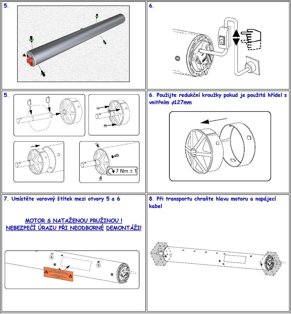 Při transprtu chraňte hlavu mtru a napájecí kabel MOTOR S