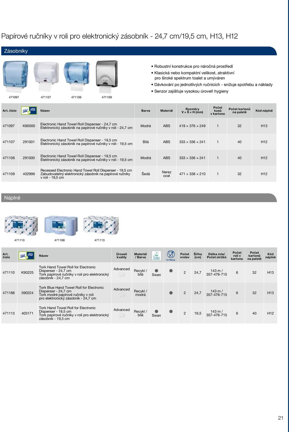 24,7 cm Elektronický zásobník na papírové ručníky v roli - 24,7 cm Modrá ABS 419 376 249 1 32 H13 471107 291001 Electronic Hand Towel Roll Dispenser - 19,5 cm Elektronický zásobník na papírové