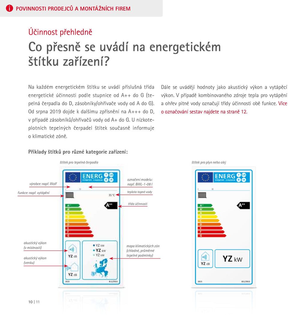 Od srpna 2019 dojde k dalšímu zpřísnění na A+++ do D, v případě zásobníků/ohřívačů vody od A+ do G. U nízkoteplotních tepelných čerpadel štítek současně informuje o klimatické zóně.