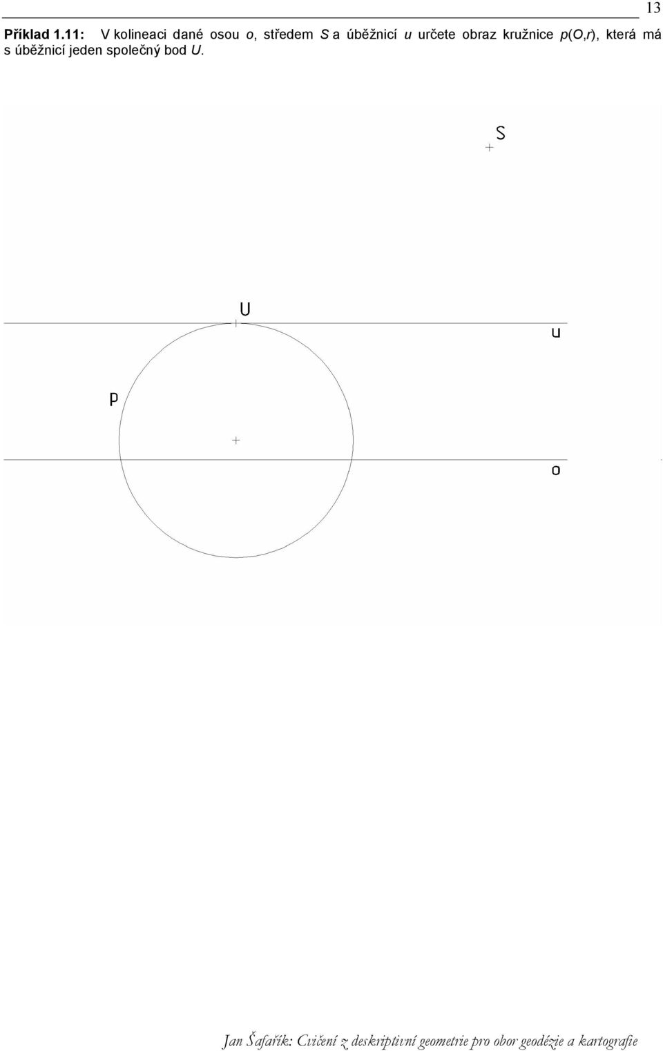 středem S a úběžnicí u určete