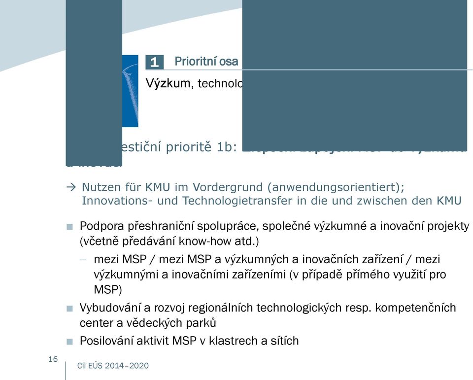 projekty (včetně předávání know-how atd.