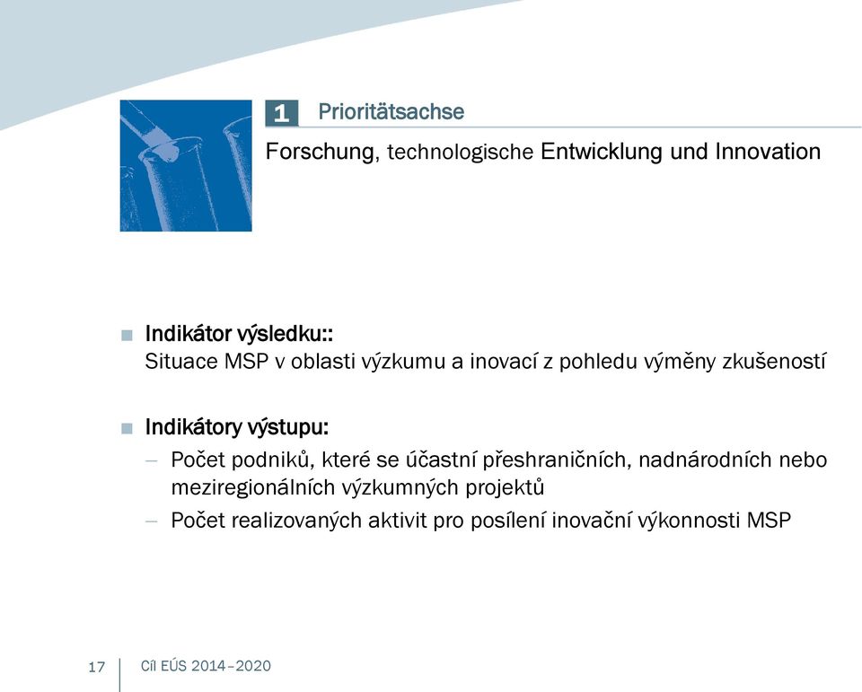 Indikátory výstupu: Počet podniků, které se účastní přeshraničních, nadnárodních nebo