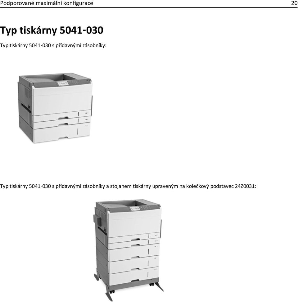 zásobníky: Typ tiskárny 5041 030 s přídavnými