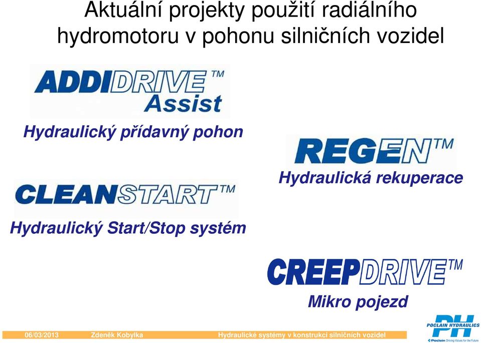 Hydraulický přídavný pohon Hydraulická