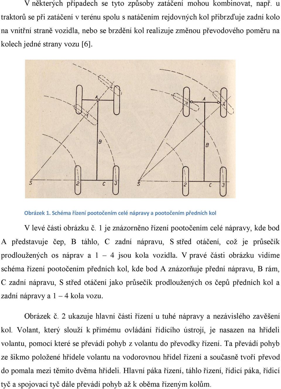 vozu [6]. Obrázek 1. Schéma řízení pootočením celé nápravy a pootočením předních kol V levé části obrázku č.