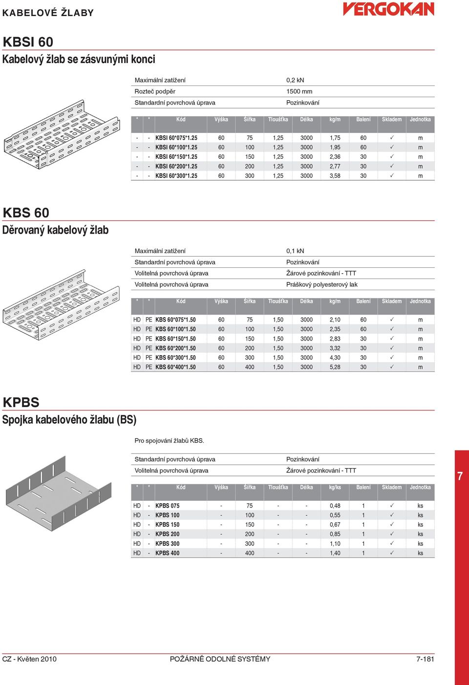 25 60 300 1,25 3000 3,58 30 P m KBS 60 Děrovaný kabelový žlab Maximální zatížení 0,1 kn * * Kód Výška Šířka Tloušťka Délka kg/m Balení Skladem Jednotka HD PE KBS 60*05*1.