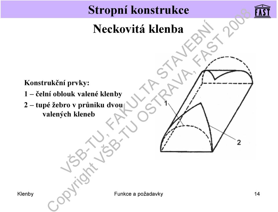 dvou valených kleneb Stropníkonstrukce