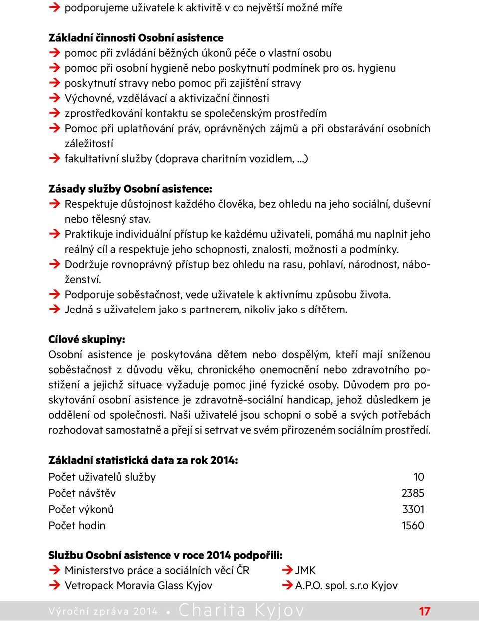 hygienu poskytnutí stravy nebo pomoc při zajištění stravy Výchovné, vzdělávací a aktivizační činnosti zprostředkování kontaktu se společenským prostředím Pomoc při uplatňování práv, oprávněných zájmů