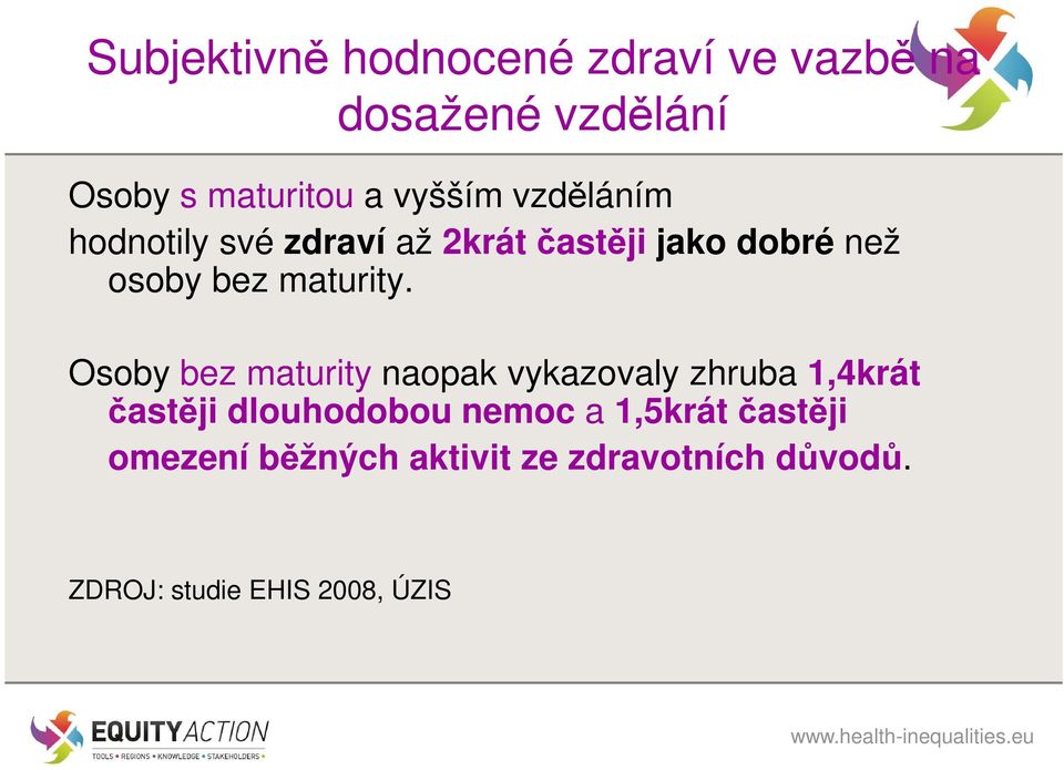 Osoby bez maturity naopak vykazovaly zhruba 1,4krát častěji dlouhodobou nemoc a