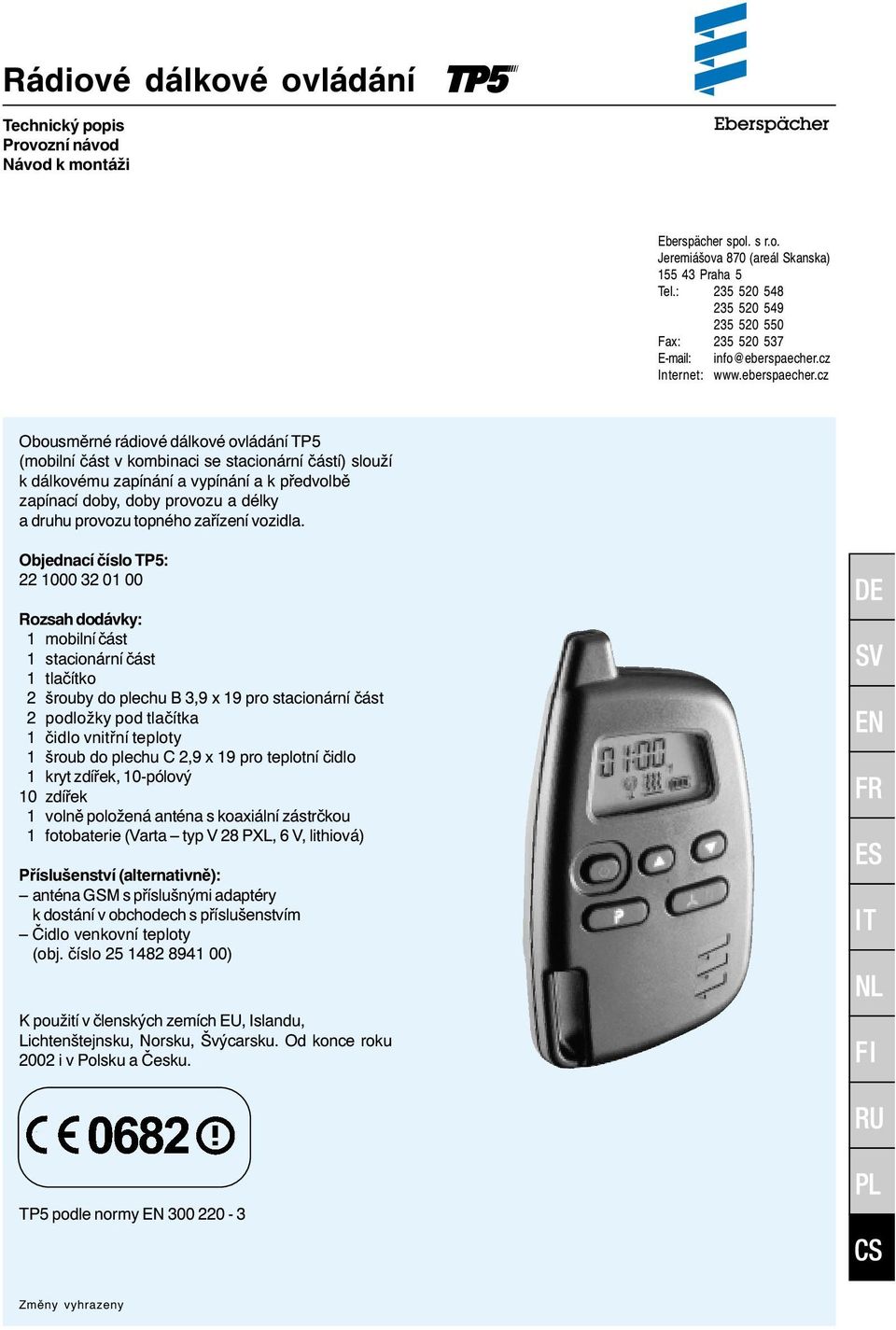 cz Internet: www.eberspaecher.