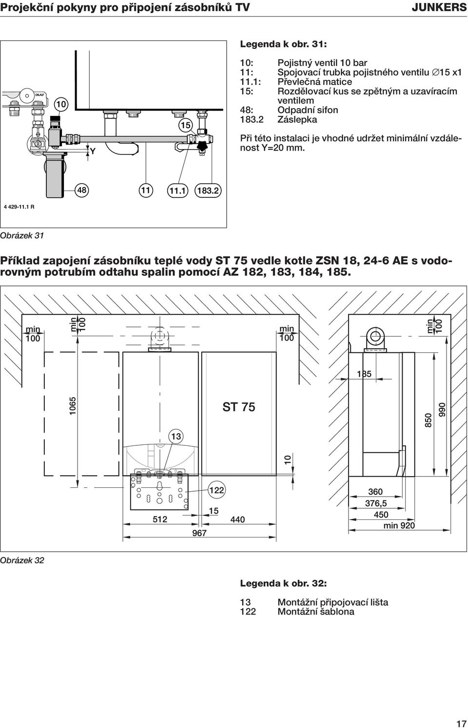 2 Záslepka Pfii této instalaci je vhodné udrïet minimální vzdálenost Y=20 mm.