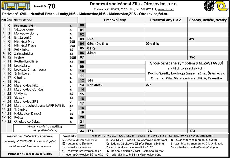 XVII/, Zlín, tel.:, www.dszo.cz t$ C E E - jede na Mladcovou jako linka č. - na spoj navazuje v zast.