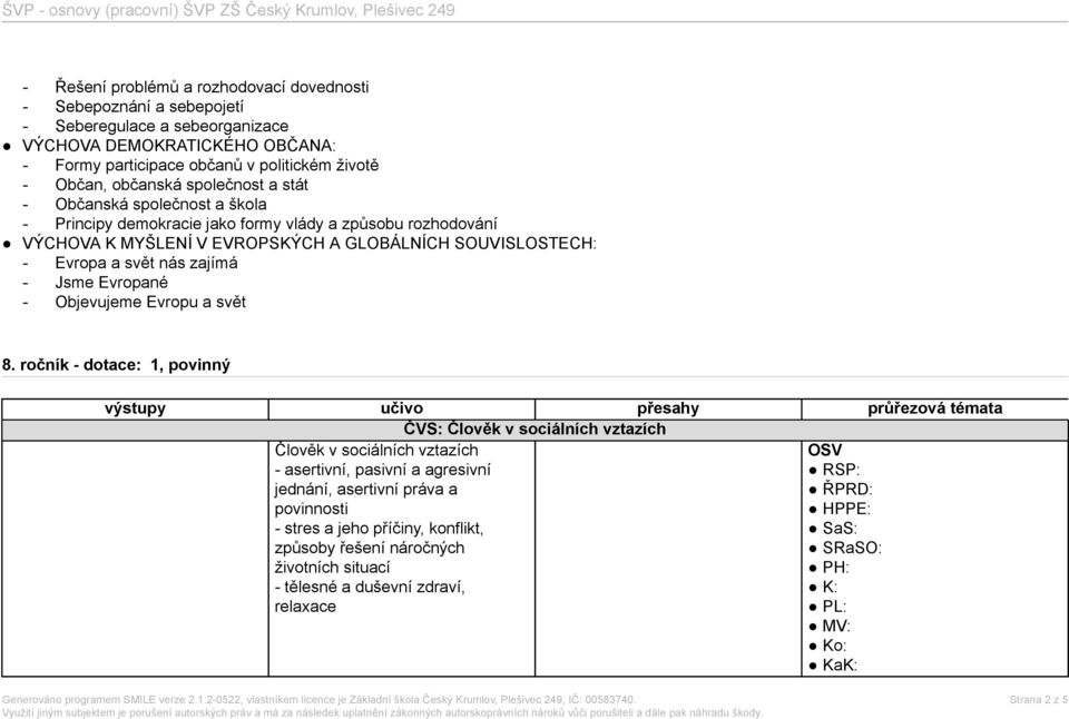 SOUVISLOSTECH: - Evropa a svět nás zajímá - Jsme Evropané - Objevujeme Evropu a svět 8.