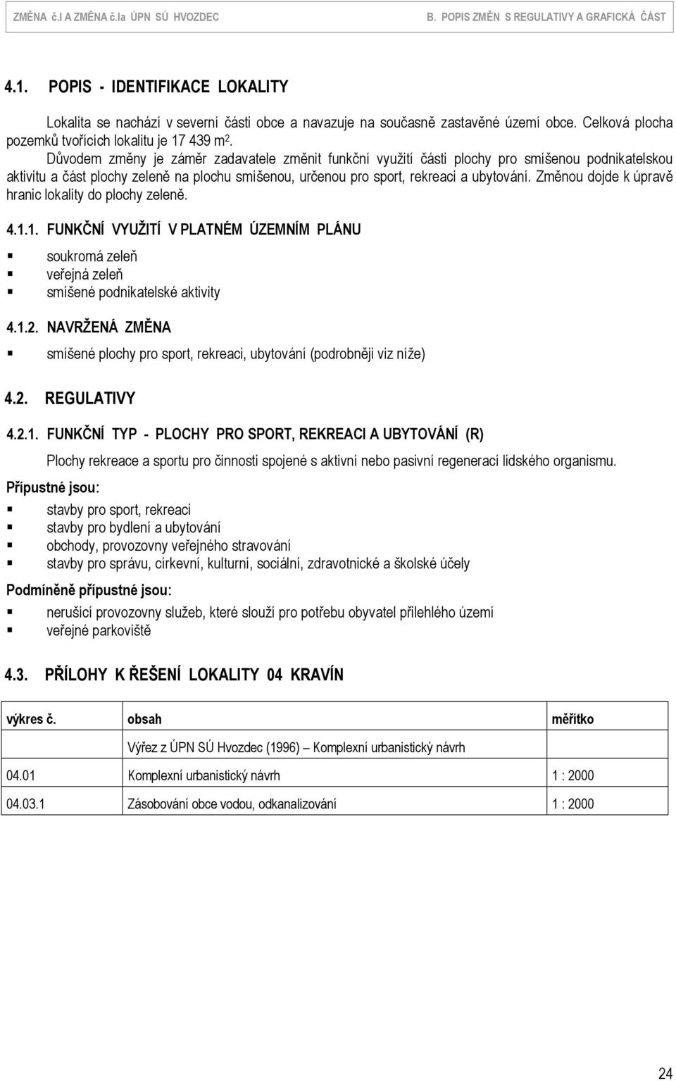 Změnou dojde k úpravě hranic lokality do plochy zeleně. 4.1.1. FUNKČNÍ VYUŽITÍ V PLATNÉM ÚZEMNÍM PLÁNU soukromá zeleň veřejná zeleň smíšené podnikatelské aktivity 4.1.2.