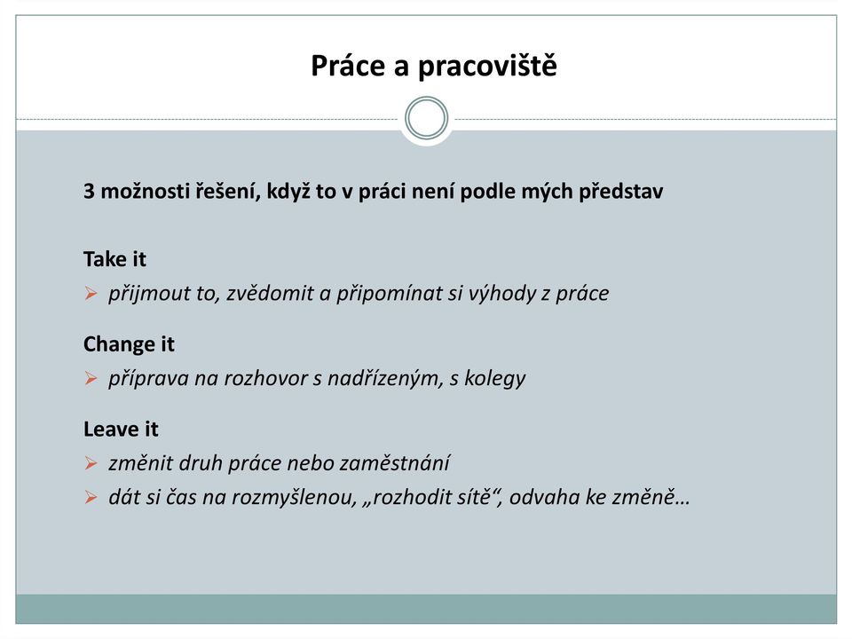 Change it příprava na rozhovor s nadřízeným, s kolegy Leave it změnit