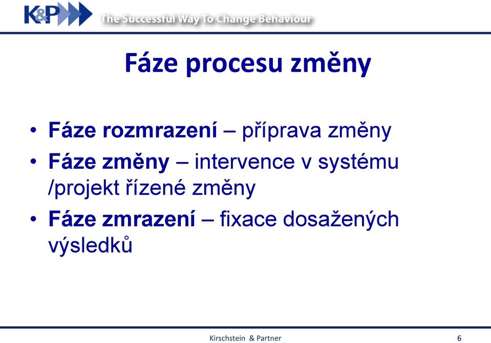 systému /projekt řízené změny Fáze