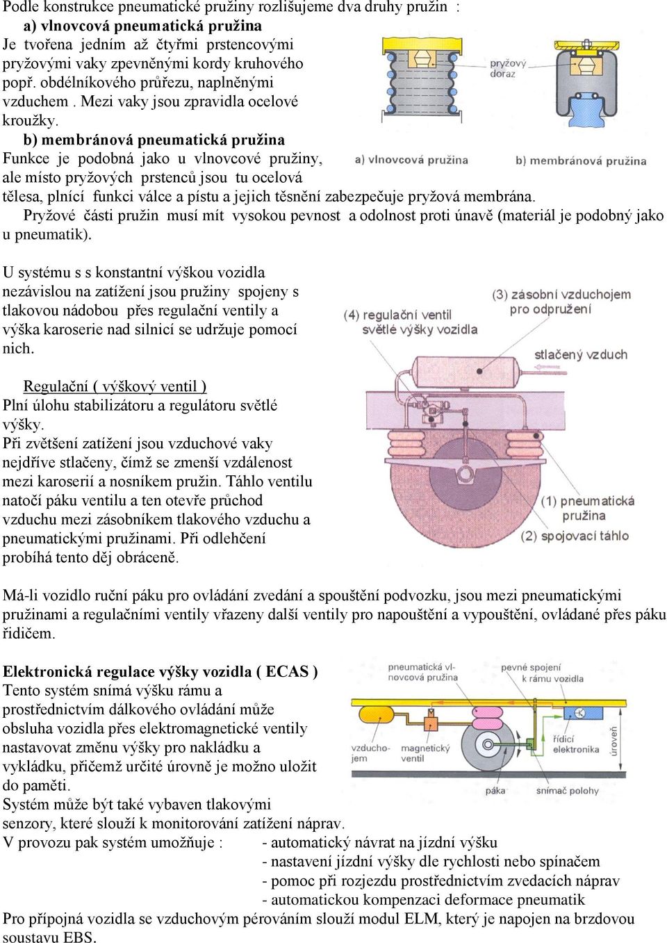 b) membránová pneumatická pružina Funkce je podobná jako u vlnovcové pružiny, ale místo pryžových prstenců jsou tu ocelová tělesa, plnící funkci válce a pístu a jejich těsnění zabezpečuje pryžová