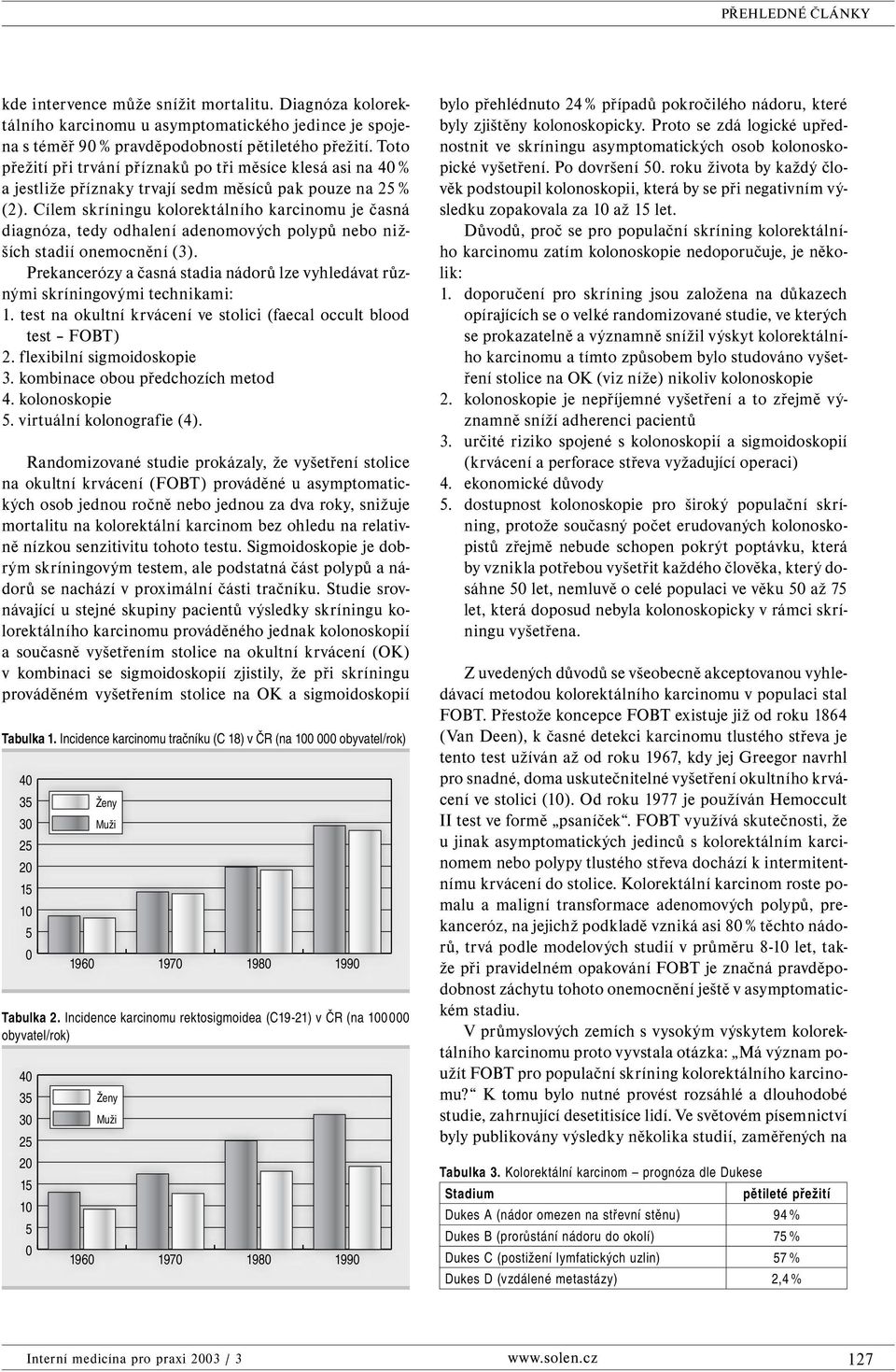 Cílem skríningu kolorektálního karcinomu je časná diagnóza, tedy odhalení adenomových polypů nebo nižších stadií onemocnění (3).