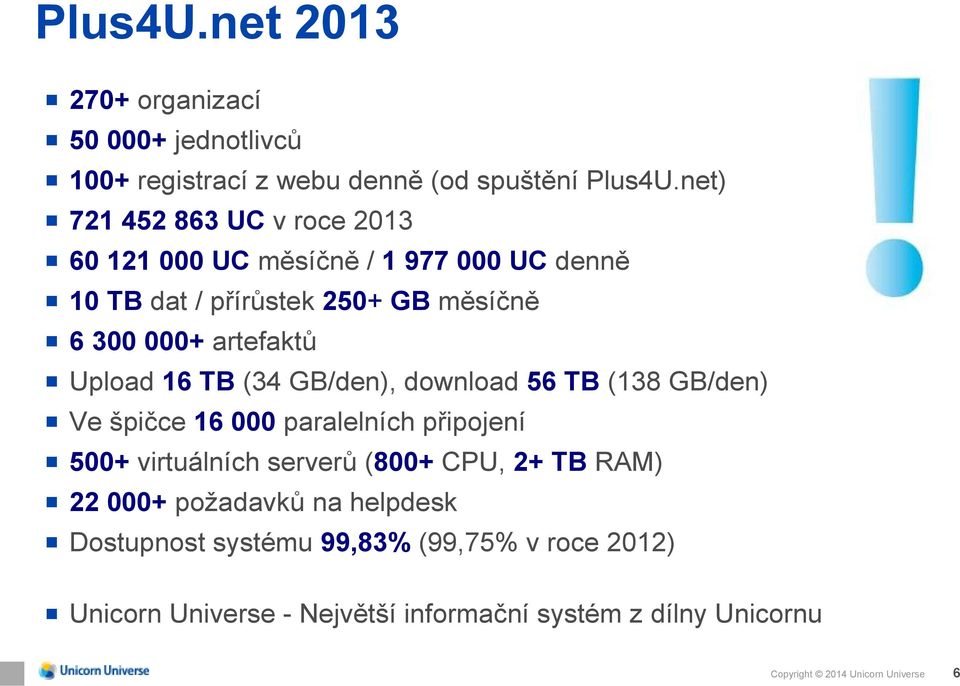 16 TB (34 GB/den), download 56 TB (138 GB/den) Ve špičce 16000 paralelních připojení 500+ virtuálních serverů (800+ CPU, 2+ TB RAM)