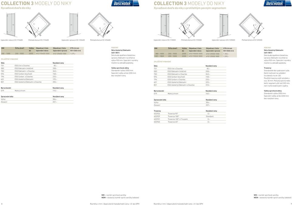 075, WM Šířka dveří Výška 380-1000 200-1000 2000 410.115500.1000 410.125500.1000 1.350, 1001-1800 200-1000 2000 410.115500.1800 410.125500.1800 1.