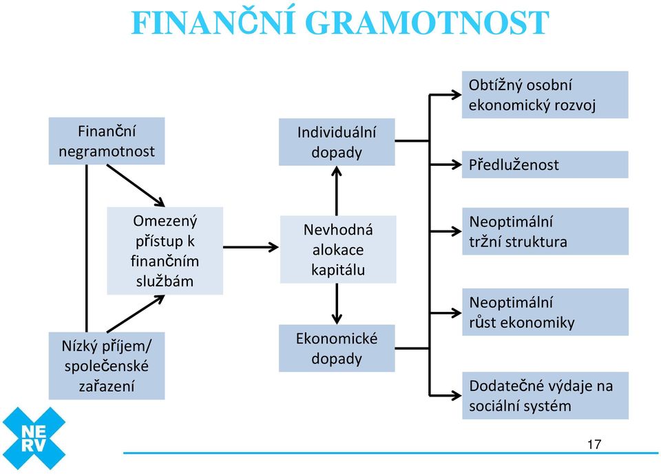 přístup k finančním službám Nevhodná alokace kapitálu Ekonomické dopady