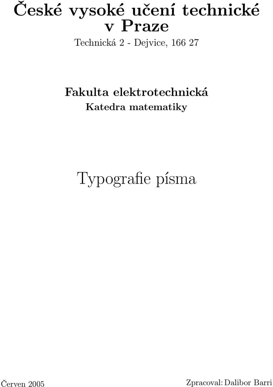 elektrotechnická Katedra matematiky