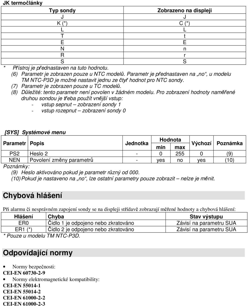 (8) Důležité: tento parametr není povolen v žádném modelu.