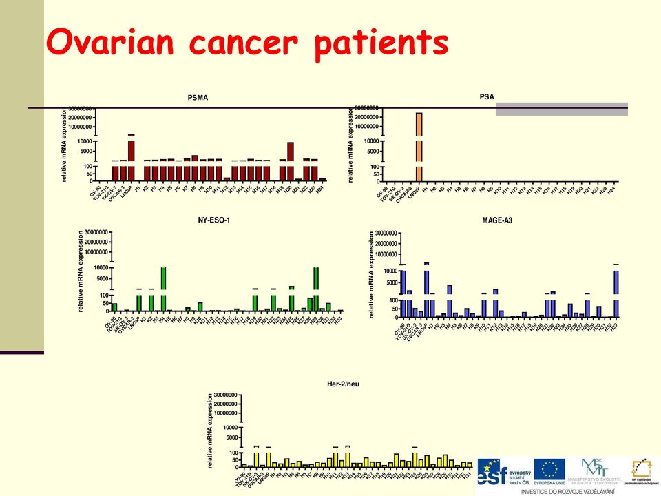 H20 H21 H22 H23 H24 H22 H23 H24 H25 H26 H27 H28 H29 H30 H31 H32 H33 relative mrna expression 30000000 20000000 10000000 10000 5000 100 50 0 relative mrna expression 30000000 20000000 10000000 10000