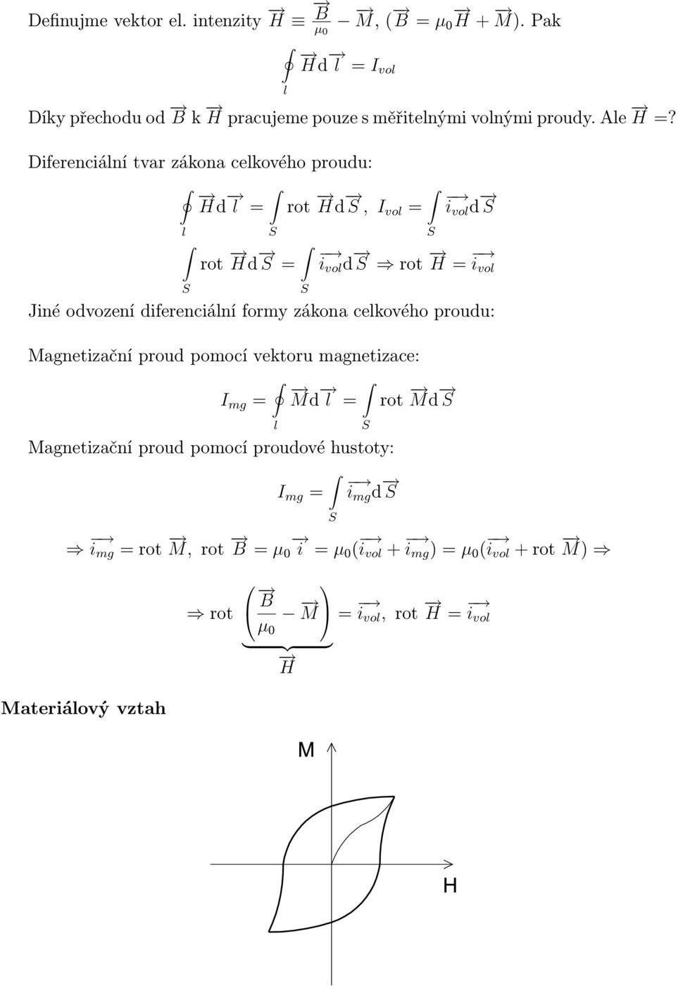 Diferenciání tvar zákona cekového proudu: H d = rot H d, I vo = rot H d = i vo d i vo d rot H = i vo Jiné odvození diferenciání formy