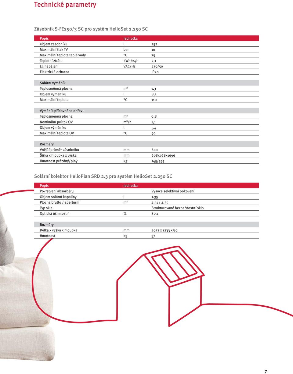 průtok OV m 3 /h 1,1 Objem výměníku l 5,4 Maximální teplota OV C 90 Rozměry Vnější průměr zásobníku mm 600 Šířka x hloubka x výška mm 608x768x1696 Hmotnost prázdný/plný kg 145/395 Solární kolektor