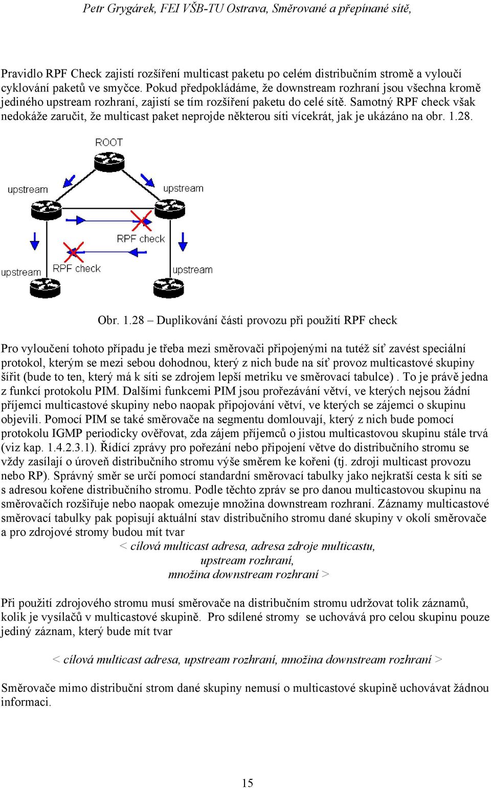 Samotný RPF check však nedokáže zaručit, že multicast paket neprojde některou síti vícekrát, jak je ukázáno na obr. 1.