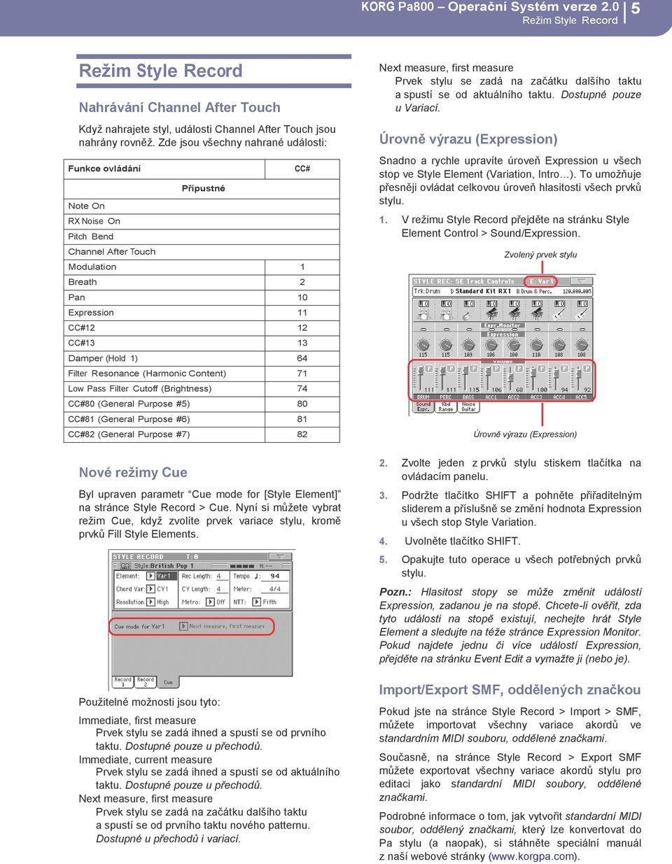 Filter Resonance (Harmonic Content) 71 Low Pass Filter Cutoff (Brightness) 74 CC#80 (General Purpose #5) 80 CC#81 (General Purpose #6) 81 CC#82 (General Purpose #7) 82 Next measure, first measure