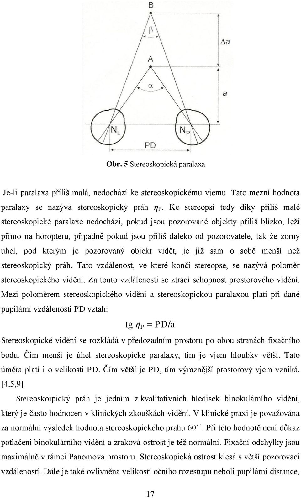 zorný úhel, pod kterým je pozorovaný objekt vidět, je již sám o sobě menší než stereoskopický práh. Tato vzdálenost, ve které končí stereopse, se nazývá poloměr stereoskopického vidění.