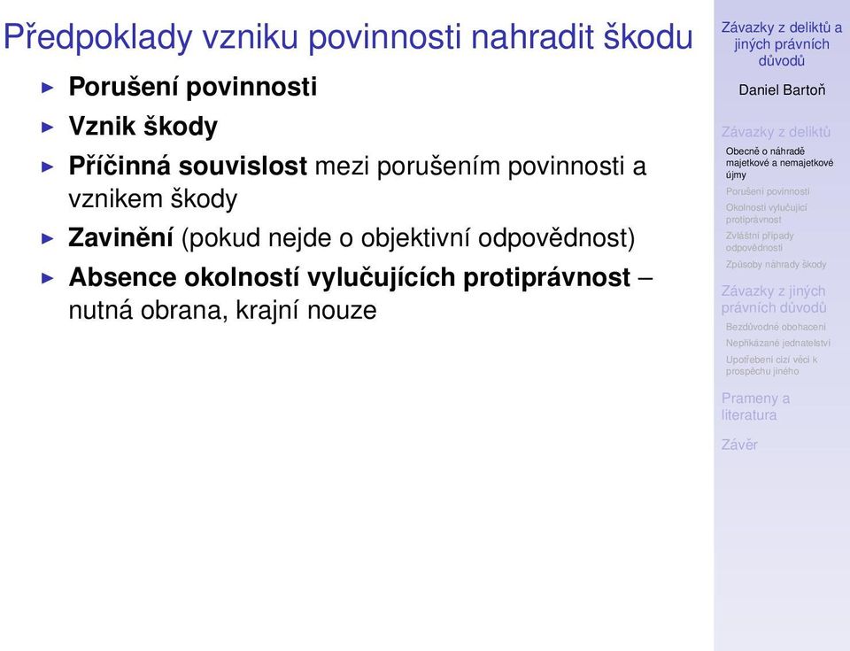 škody Zavinění (pokud nejde o objektivní odpovědnost)