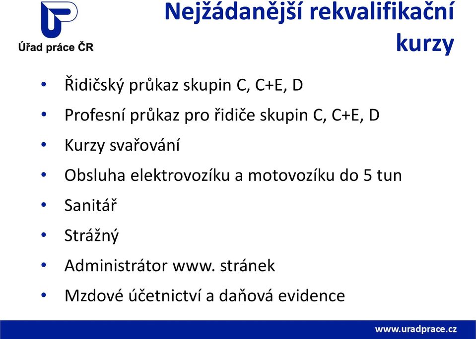 svařování Obsluha elektrovozíku a motovozíku do 5 tun Sanitář