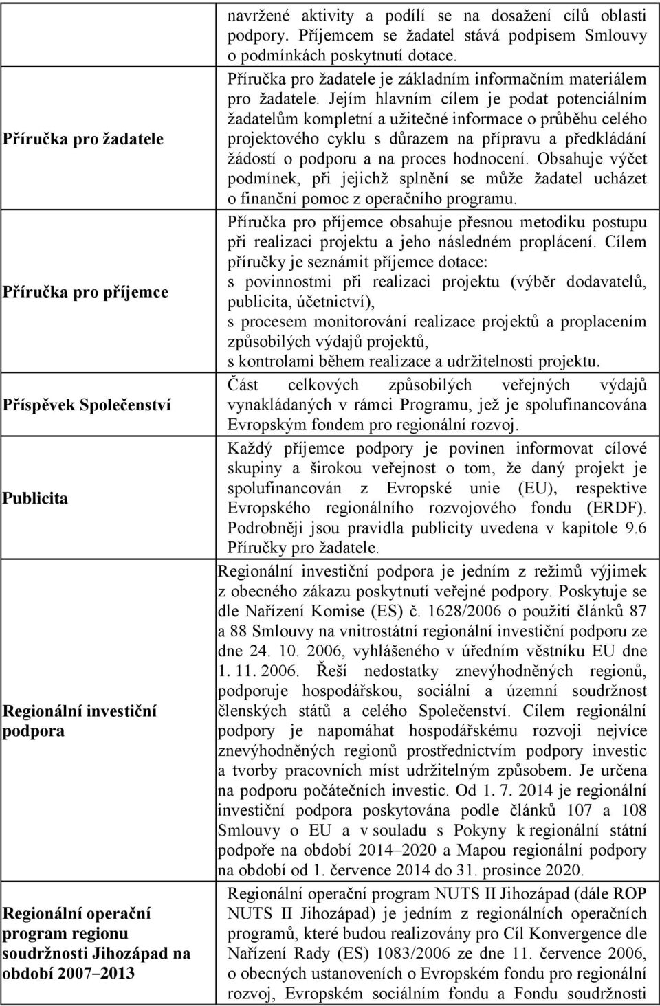 Příručka pro žadatele je základním informačním materiálem pro žadatele.